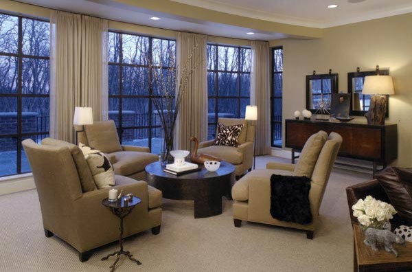 Living room - modern living room idea in Detroit