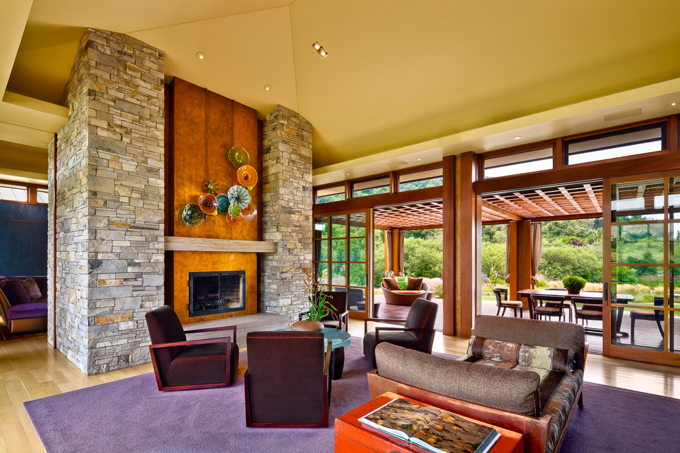 This is an example of a traditional living room in San Luis Obispo with a standard fireplace and no tv.
