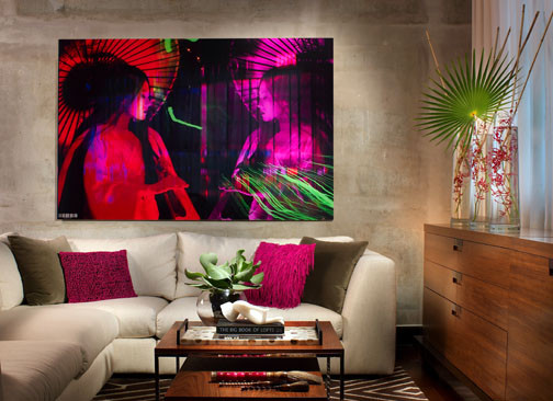 Design ideas for a medium sized contemporary mezzanine living room in Miami.