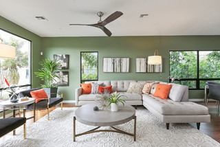 75 Beautiful Traditional Living Room with Green Walls Ideas and