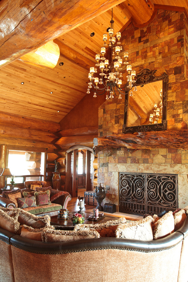 Log Cabin Awesome Traditional Living Room Dallas By Passion Lighting Houzz 