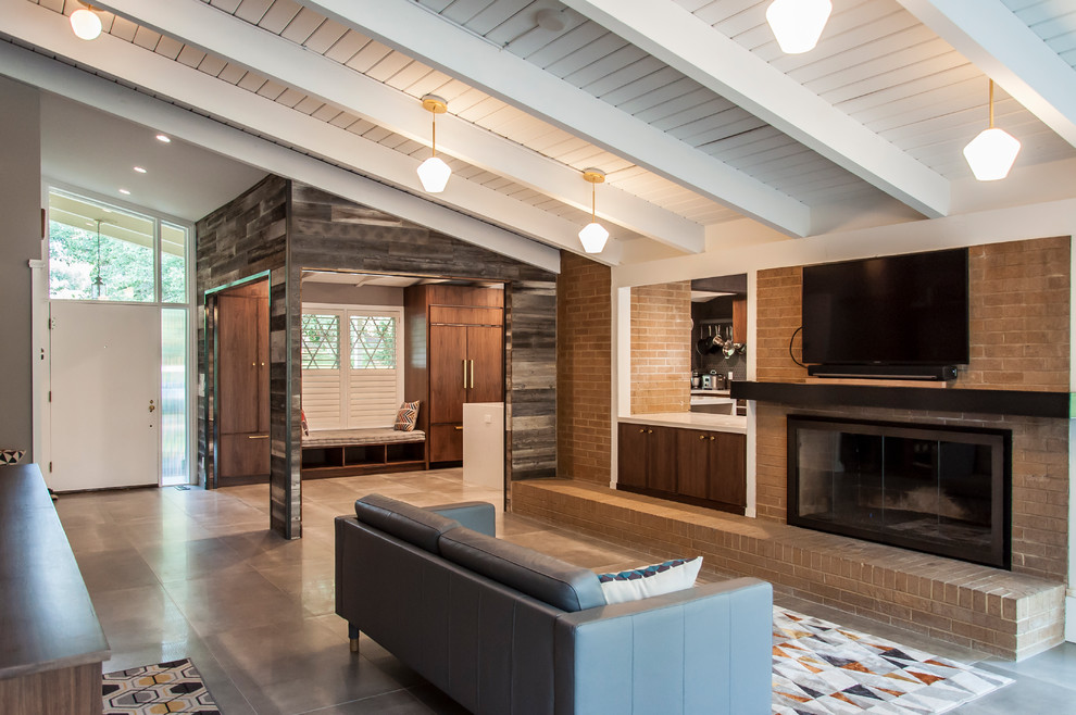 Inspiration for a mid-century modern living room remodel in Salt Lake City