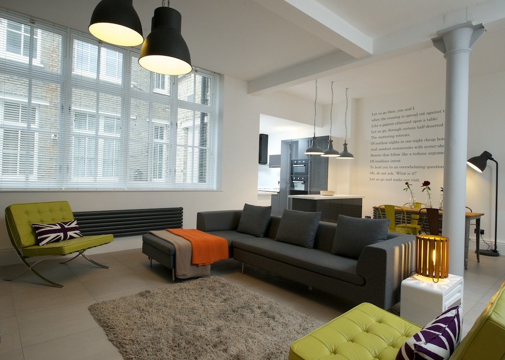 Design ideas for a medium sized contemporary living room in London.