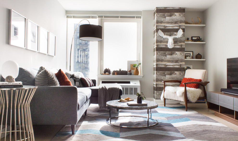 Long Island City Apartment Midcentury Living Room New York by Luna Grey Interiors Houzz