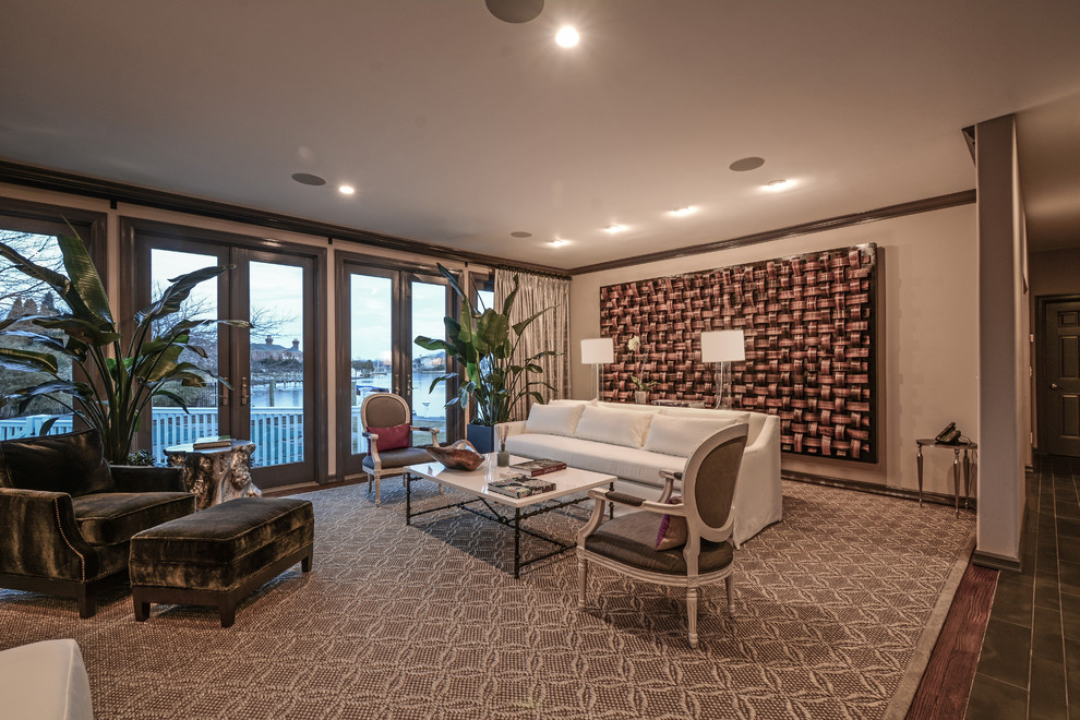 Long Island Interior Renovations Transitional Living Room New