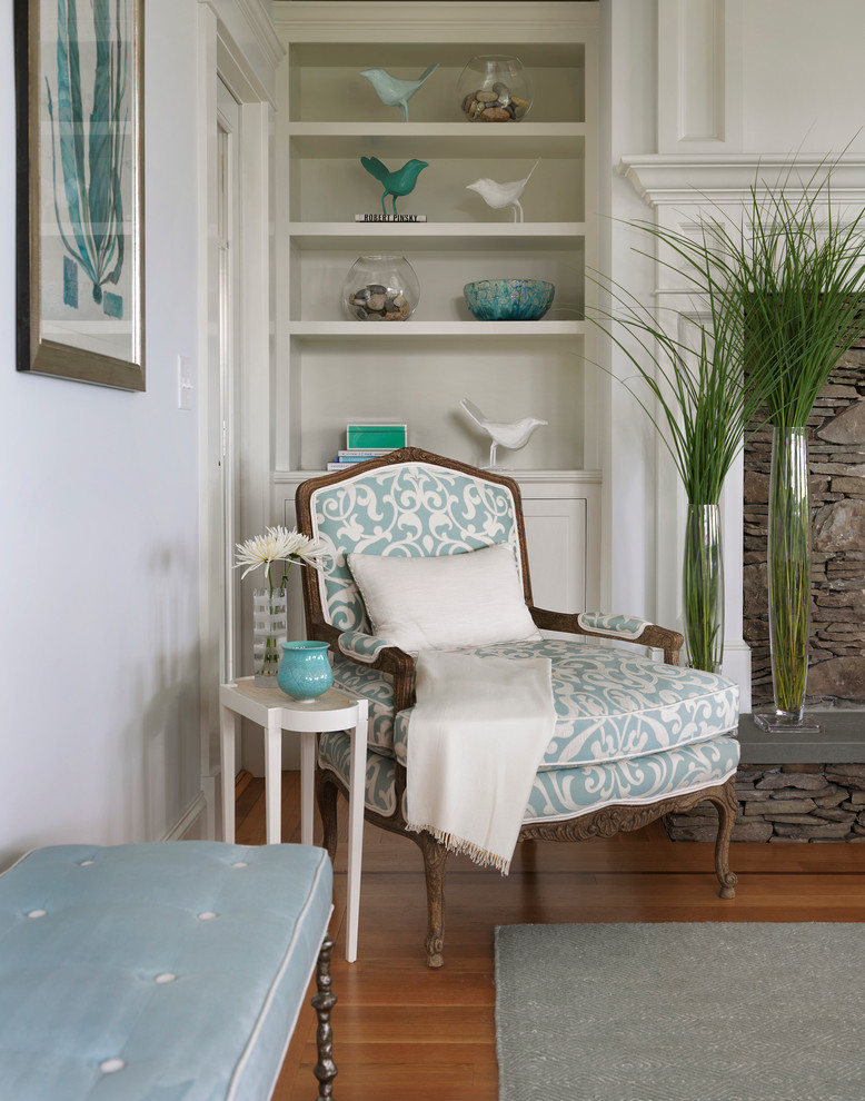 Living room - coastal living room idea in Providence