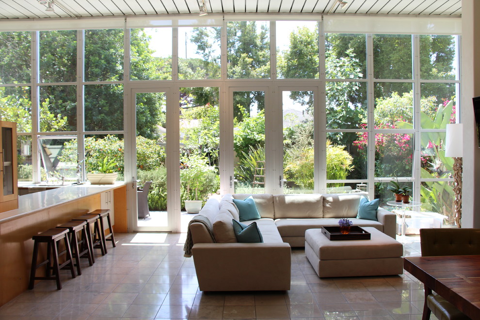 Large contemporary living room in Santa Barbara.