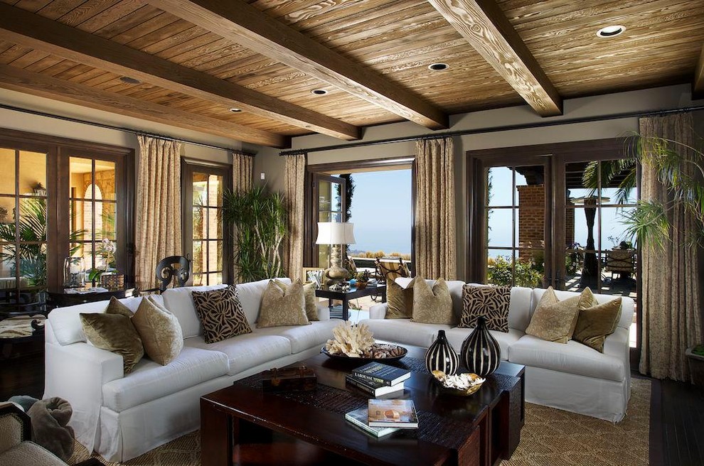 Inspiration for a large timeless living room remodel in Los Angeles with gray walls