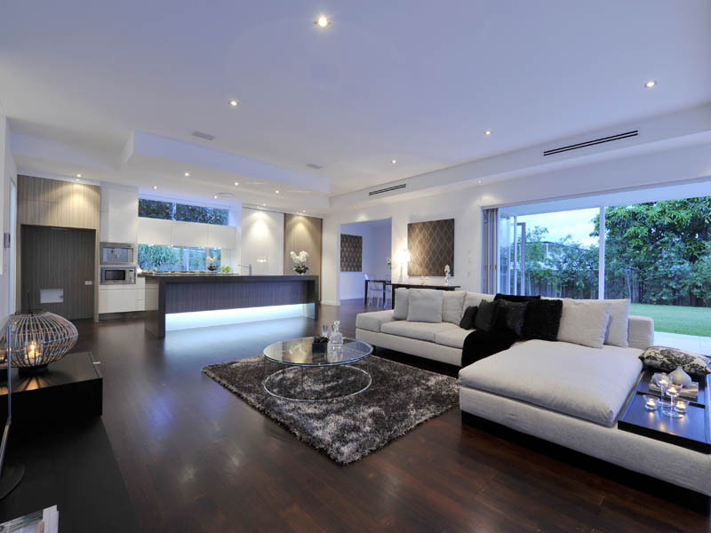 Trendy living room photo in Brisbane