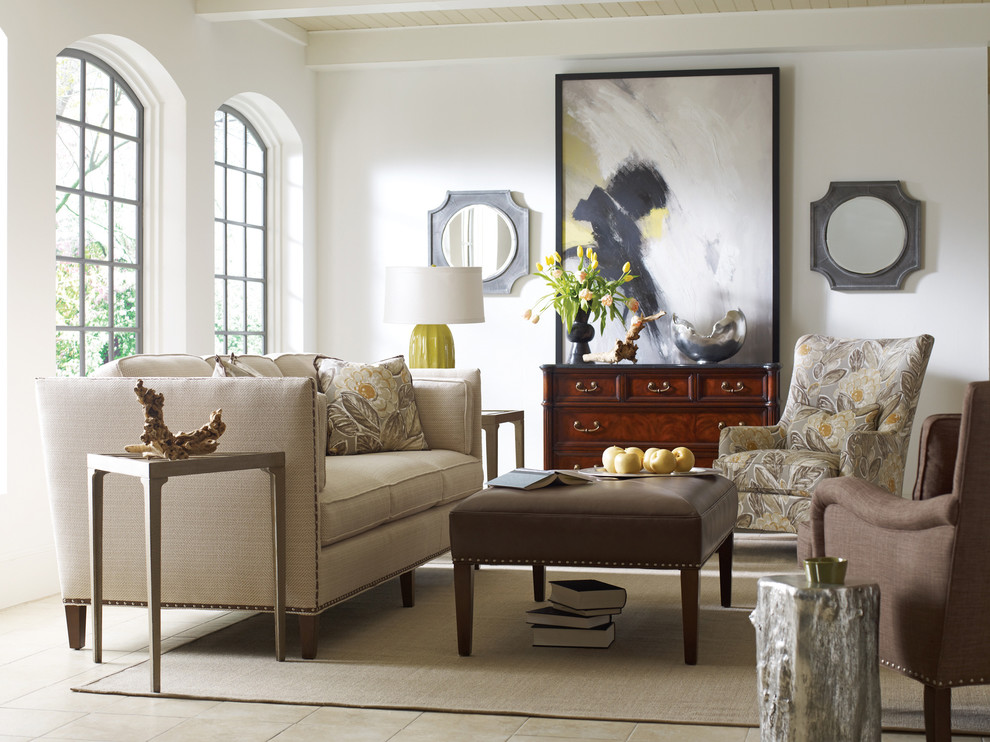 Photo of a traditional living room in DC Metro with white walls.