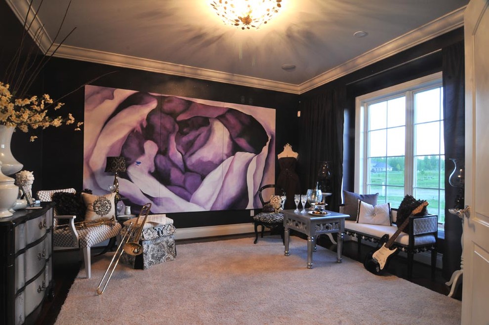 Trendy living room photo in New York