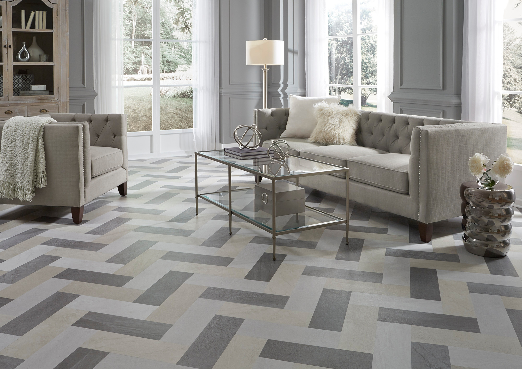 75 Gray Vinyl Floor Living Room Ideas You'll Love - November, 2023