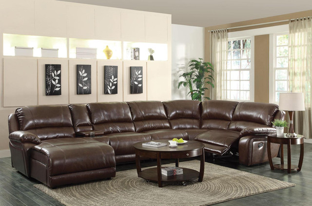 Mackenzie Brown Bonded Leather, Brown Bonded Leather Sectional Sofa