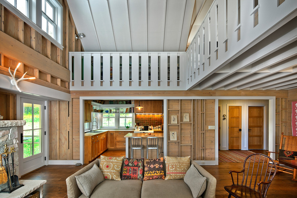 Living room - farmhouse formal and open concept living room idea in Minneapolis