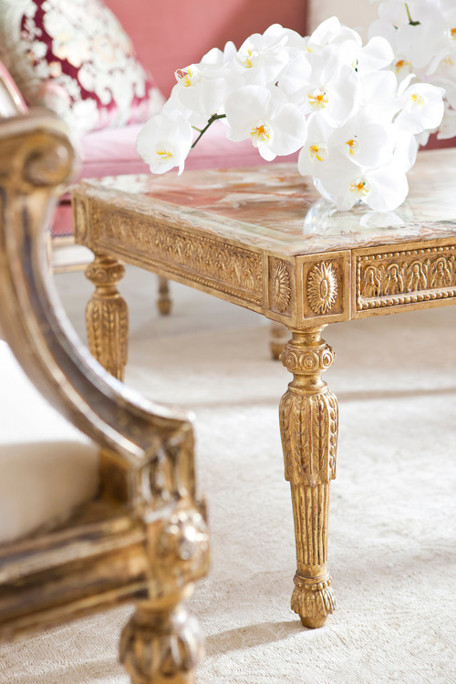 золотой кофейный столик гостиной в английском стиле по высокой цене