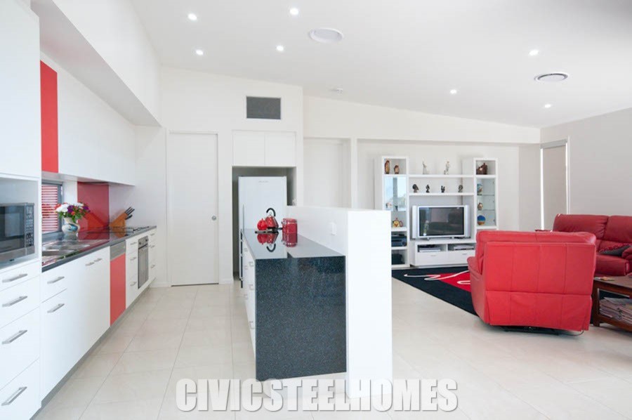 Design ideas for an expansive contemporary kitchen in Sunshine Coast with porcelain flooring.