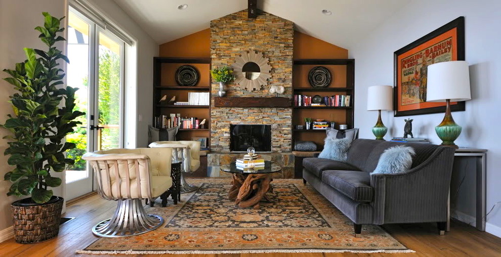 Inspiration for a rustic living room remodel in Los Angeles