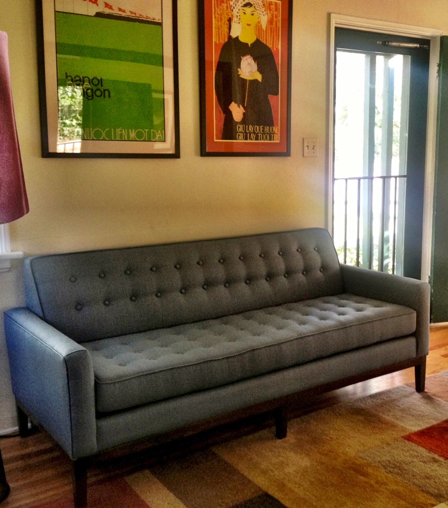 Many Buttons on Mod Grey Sofa Style The Sofa Company Midcentury