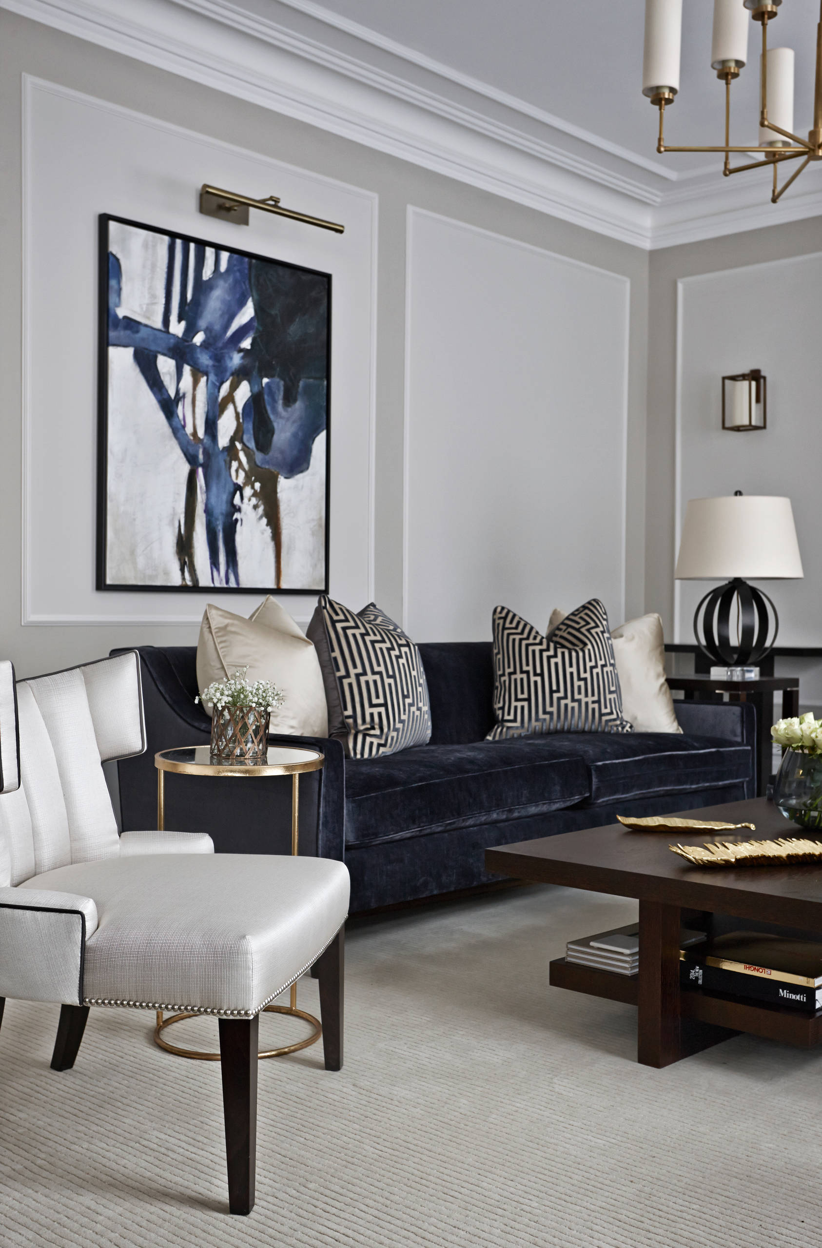 Blue Gold Living Room Photos Ideas