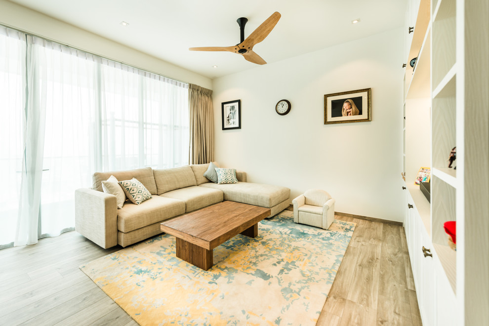 Transitional living room photo in Singapore