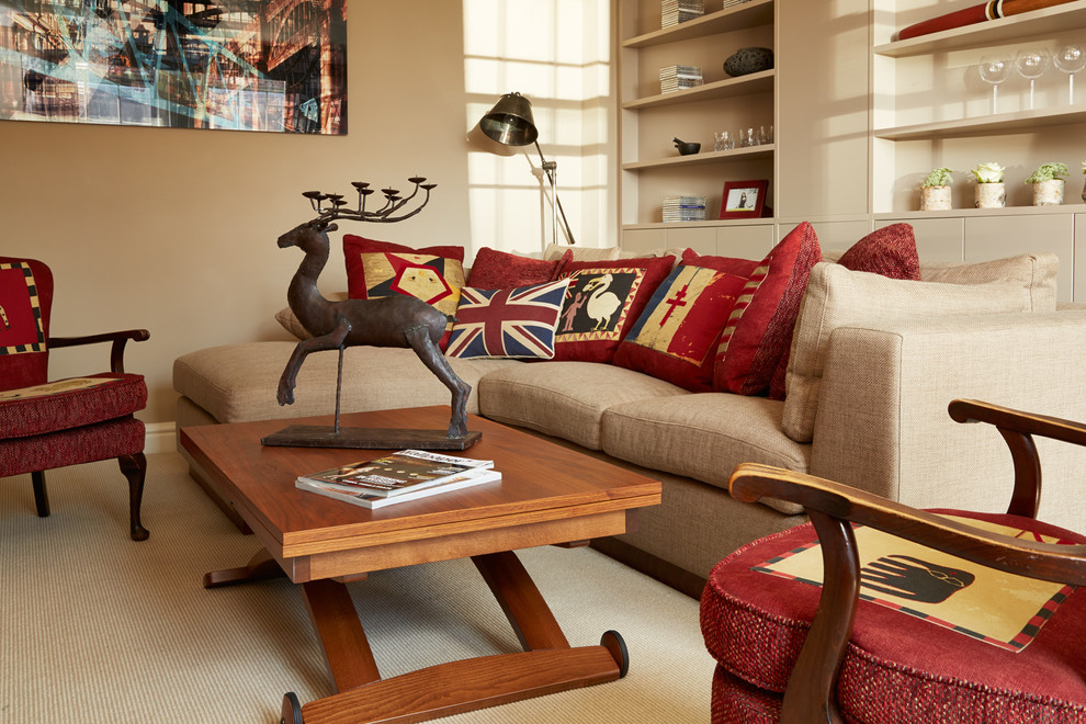 Example of a trendy living room design in Hampshire