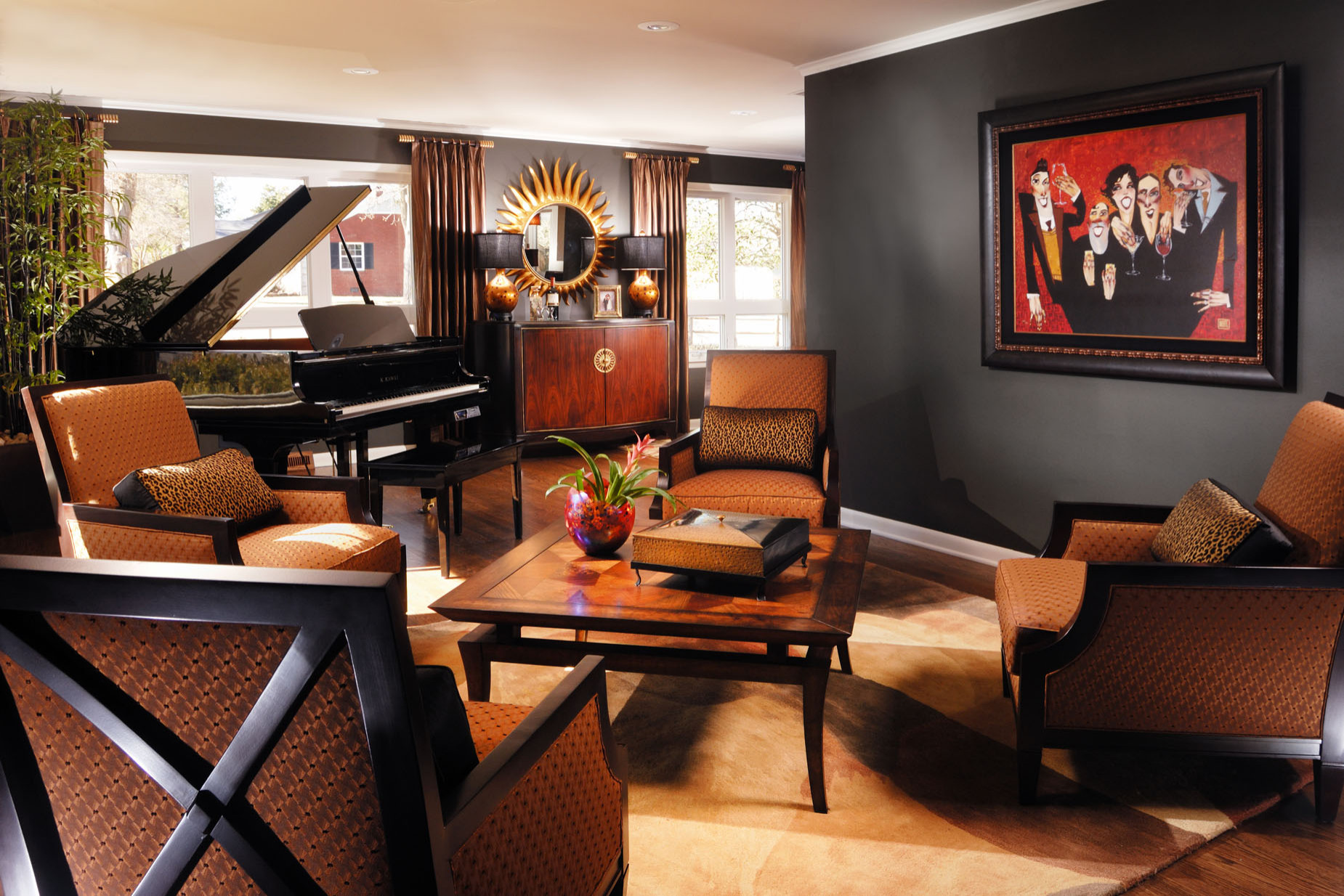 Salle De Musique Et Un Mur Noir, Masculine Living Room Design