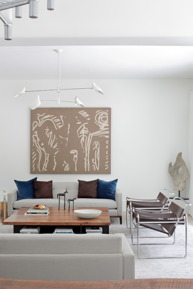 Свежая идея для дизайна: парадная гостиная комната в современном стиле с белыми стенами - отличное фото интерьера