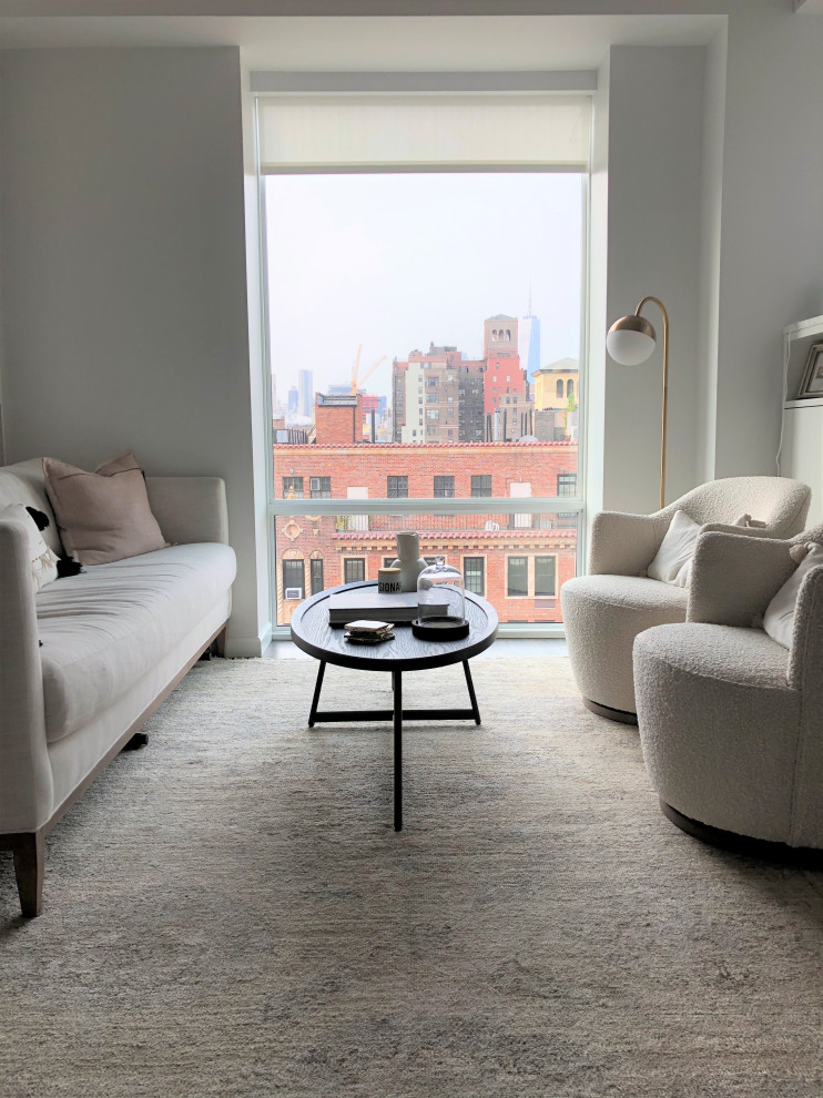 Small trendy living room photo in New York