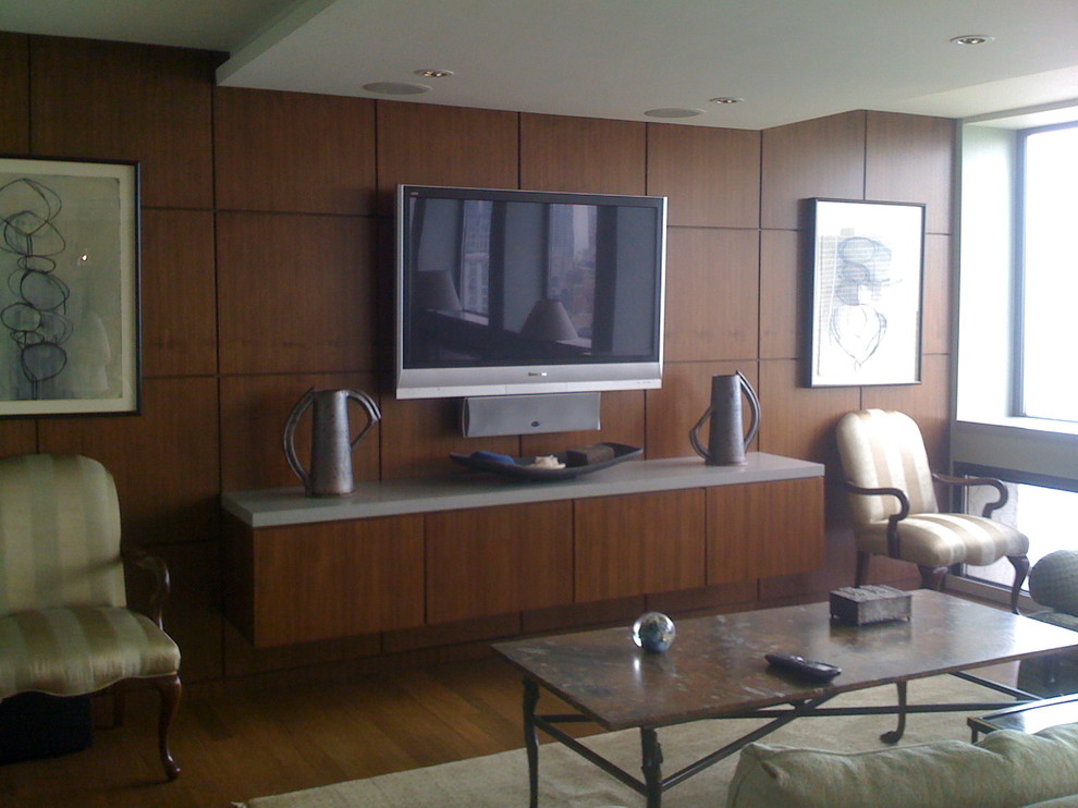 Media Center Modern Living Room Chicago by Becker Architects