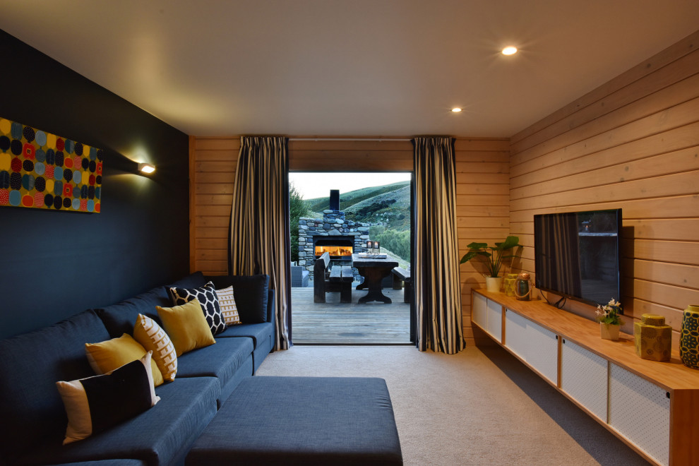 Modernes Wohnzimmer in Christchurch