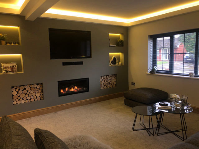 Media Wall in the Living Room - Modern - Living Room - by UK PRO-BUILD