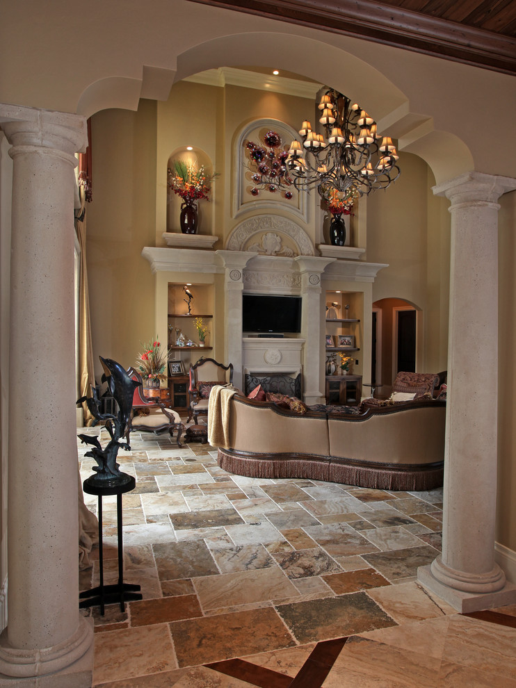 Design ideas for a mediterranean living room in Miami.