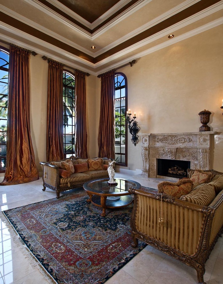 Tuscan living room photo in Orange County
