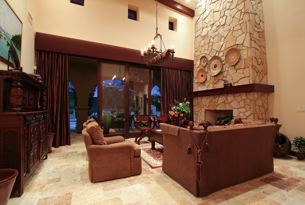 Design ideas for a mediterranean living room in Phoenix.
