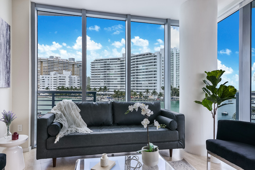 Miami Beach Contemporary Living Room Miami by White Interiors