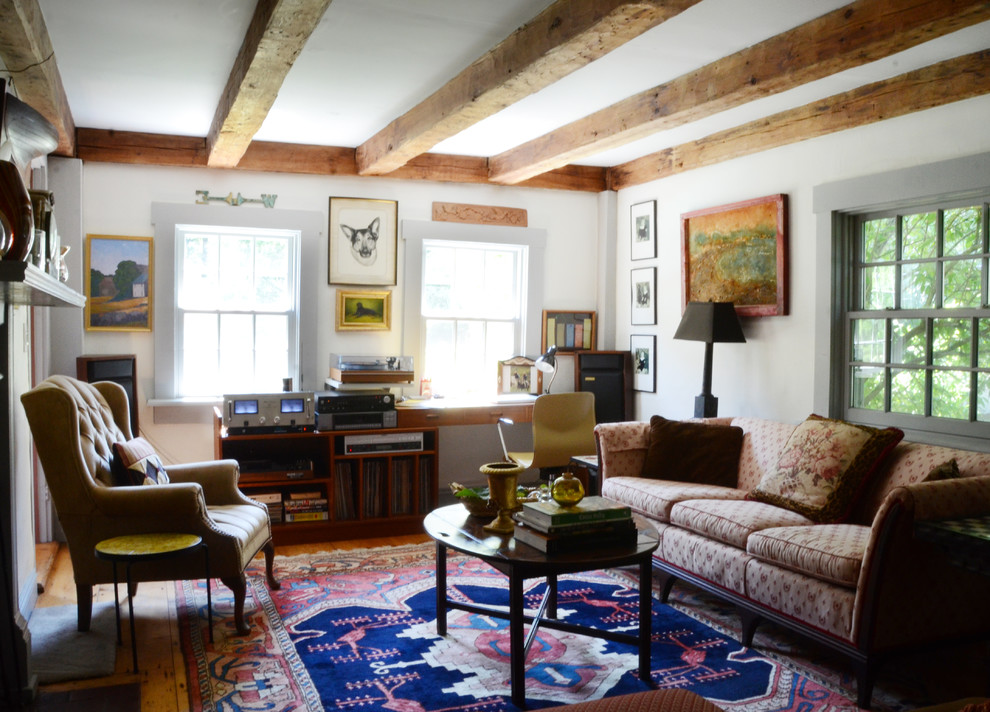 Living room - rustic living room idea in Portland Maine