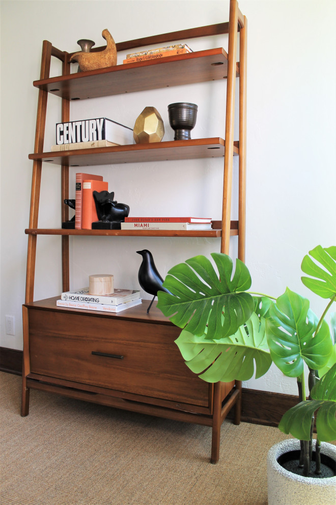 Mid Century Modern Bookcase with Monstera Plant - Midcentury - Living ...