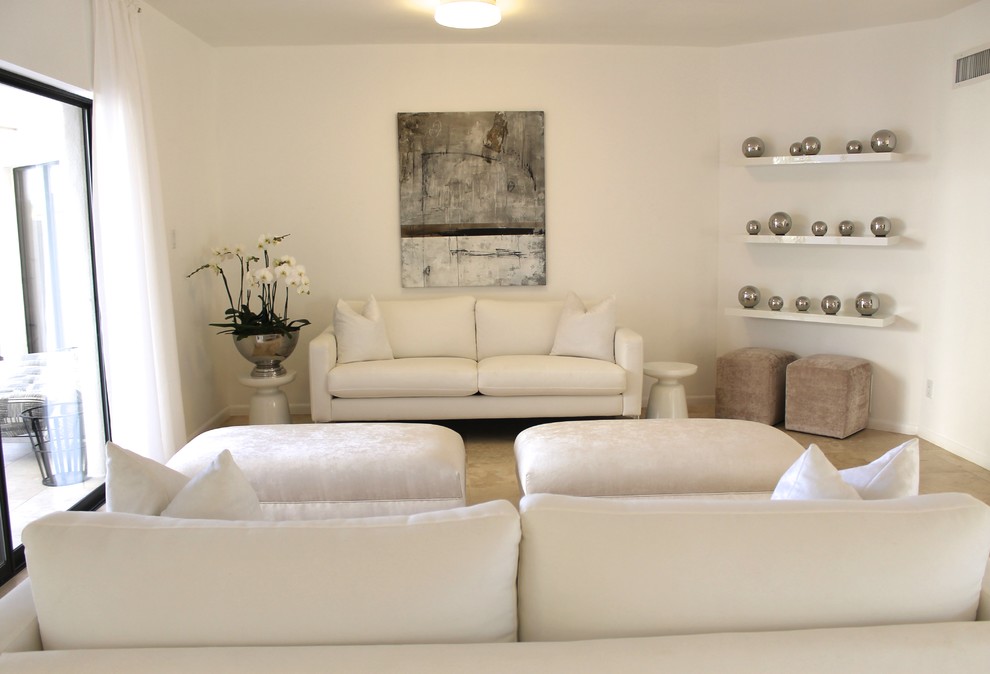 Mid Century Modern shades of white & cream - Midcentury - Living Room -  Phoenix - by Michele Lundstedt Interior Design | Houzz