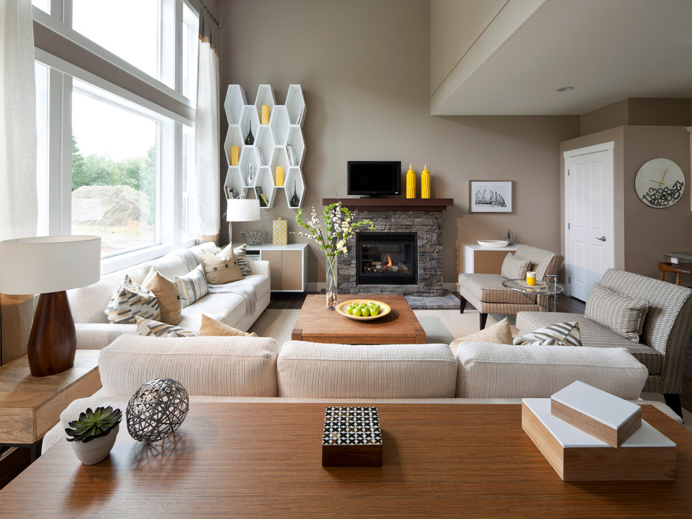 Transitional living room photo in Vancouver