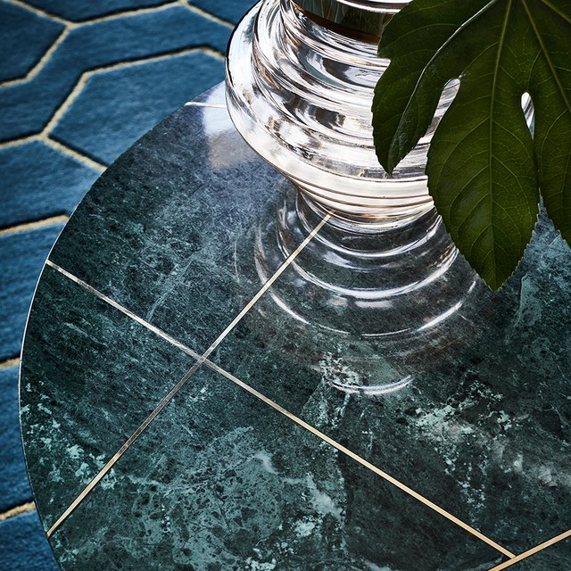 Midnight Tropics Lalit Green and Gold Marble Coffee Table Eclectic Living Room Other