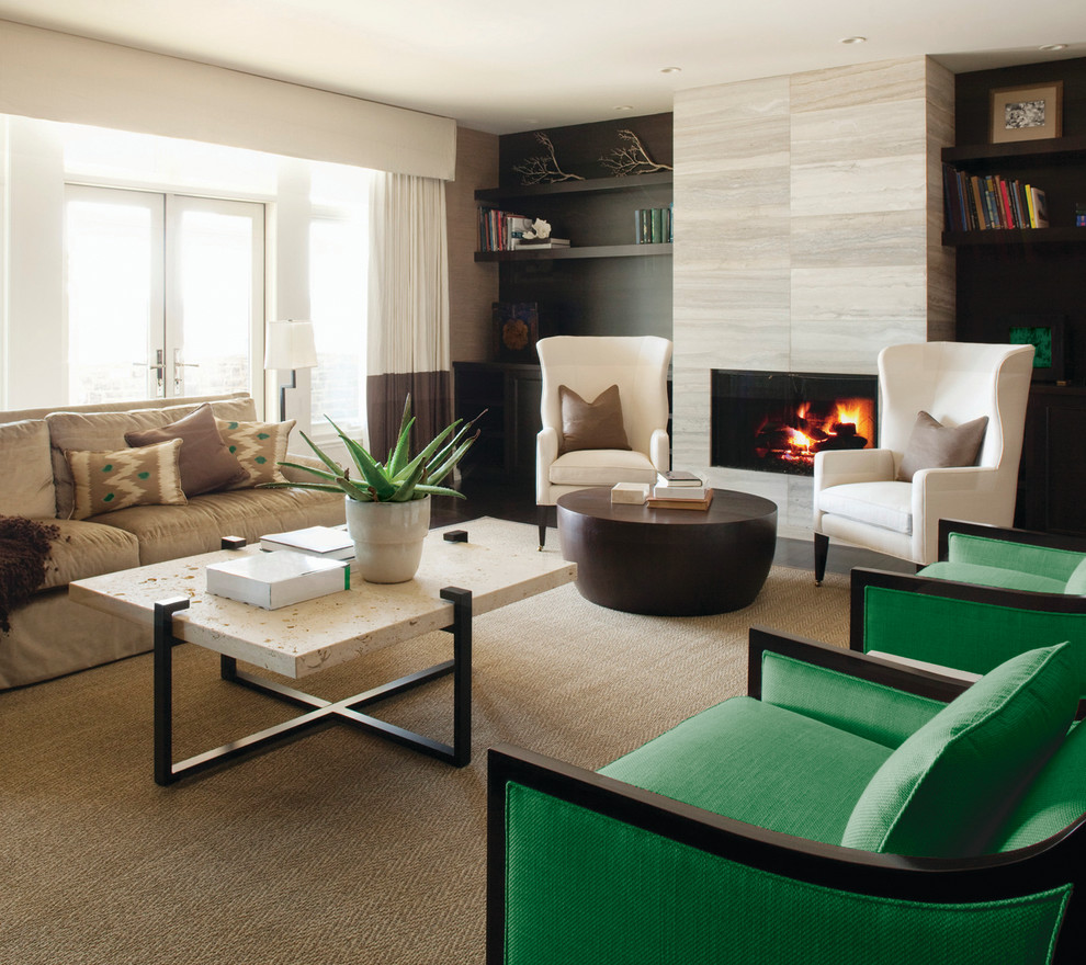 Inspiration for a contemporary formal and enclosed living room remodel in New York