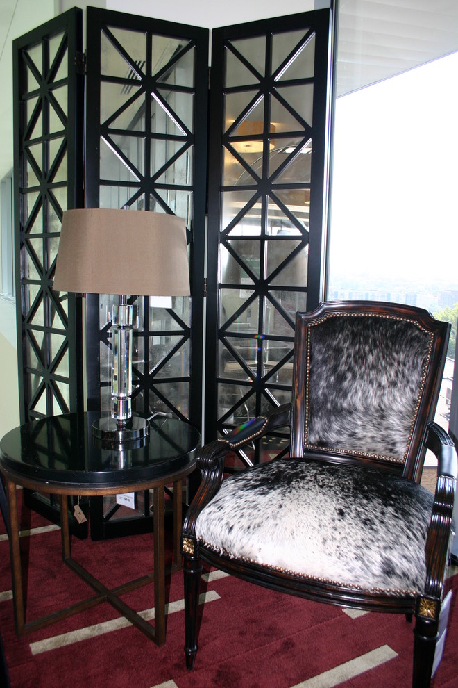 Mirrored Screen & Hair on Hide Chair Éclectique Salon Minneapolis