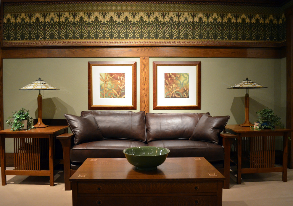 Example of an arts and crafts living room design in San Francisco