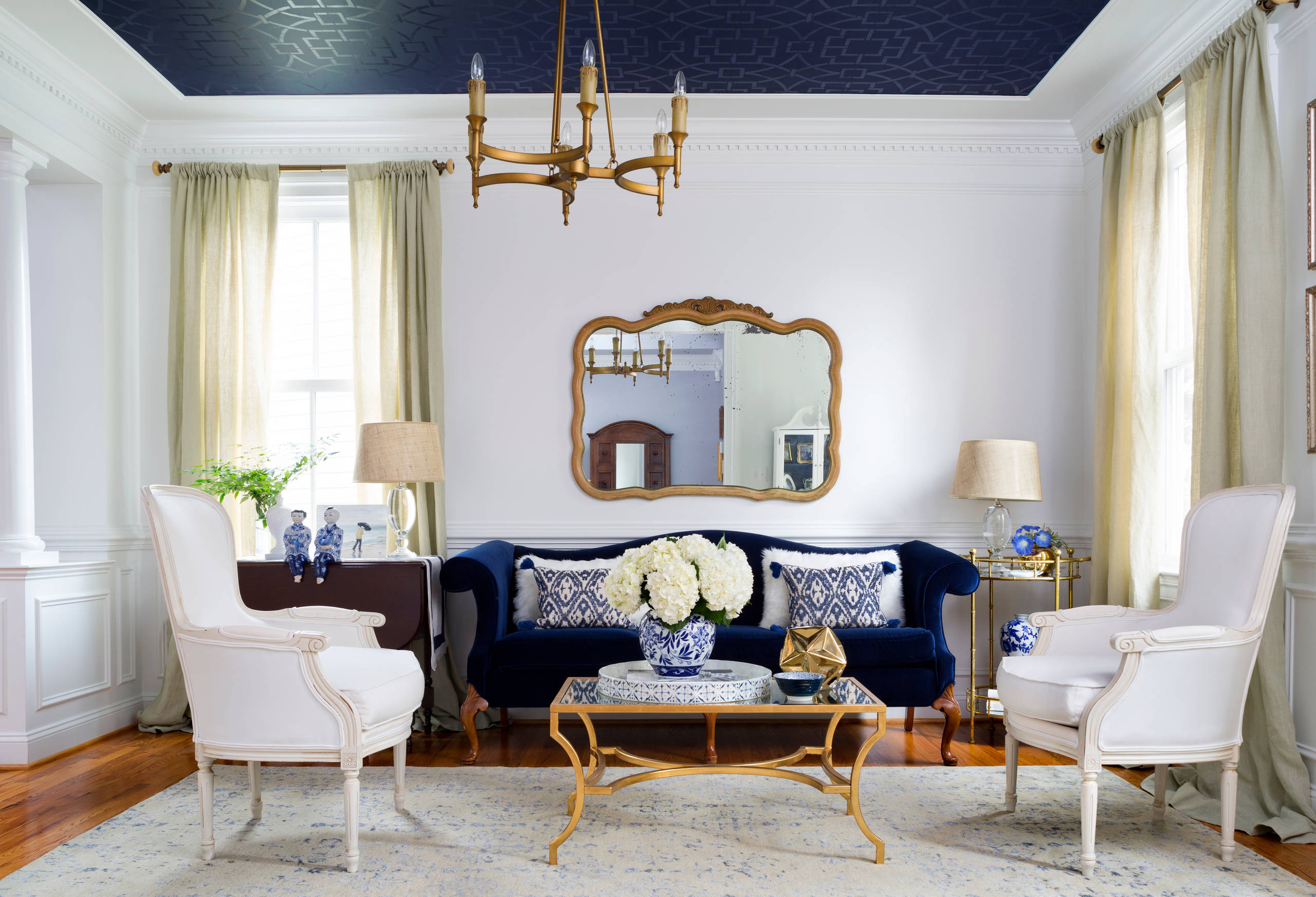 Navy Gold Living Room Ideas Photos, Navy Blue And White Living Room