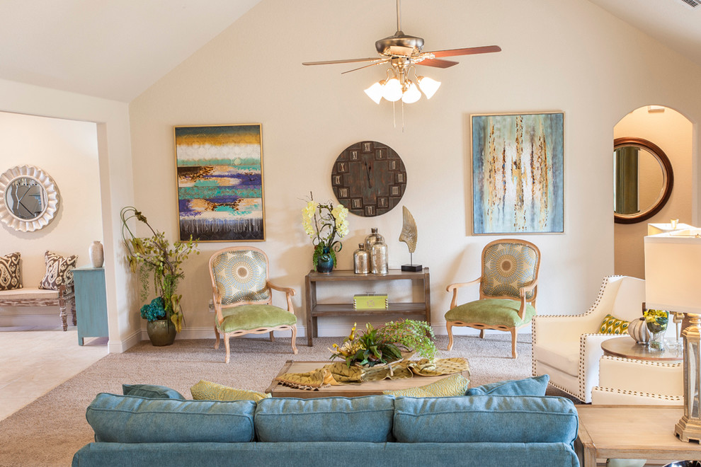 Photo of a coastal living room in Dallas.