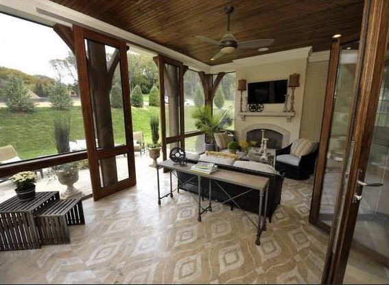 Trendy living room photo in San Diego