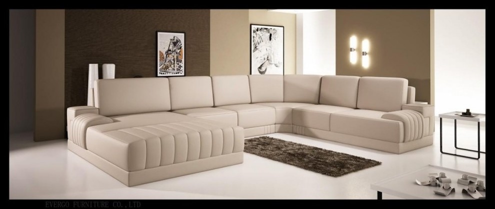 Modern Beige Bonded Leather Sectional Sofa - Modern - Living Room - Los ...