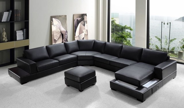Modern Black Bonded Leather Sectional Sofa Set - Modern - Living Room - Los  Angeles - by EuroLux Furniture | Houzz UK
