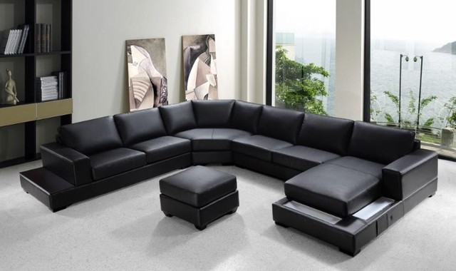 Modern Black Bonded Sectional Sofa With Ottoman Living Room Los Angeles By Eurolux Furniture Houzz Uk - Sectional Sofa With Ottoman Modern Black Bonded Sectional Sofa With Ottoman Living Room Los Angeles By Eurolux Furniture Houzz Uk - Sectional Sofa With Ottoman