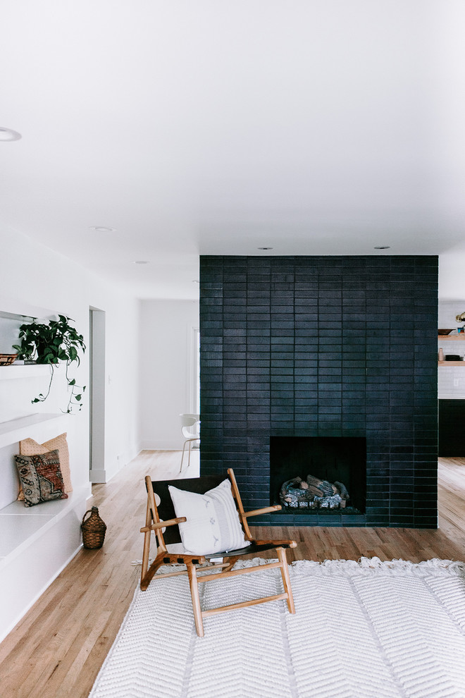 Modern Black Brick Fireplace Surround Modern Living Room Kansas City By Fireclay Tile